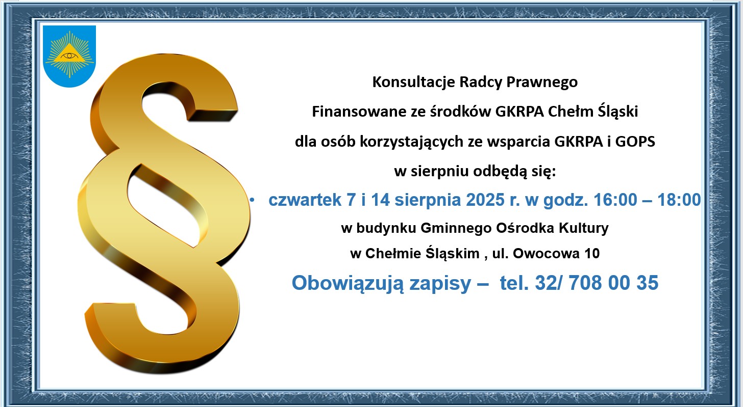 Palakat promujący spotkania z Radcą Prawnym - opis pod zdjęciem 