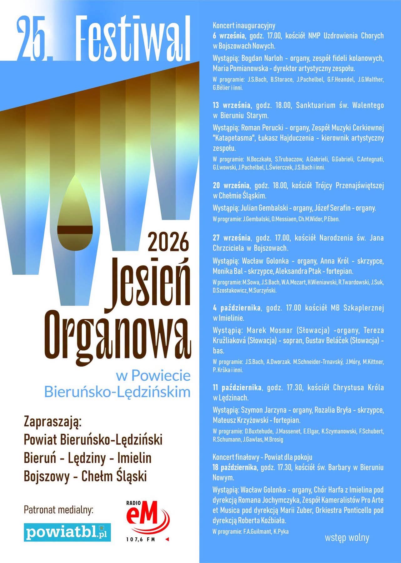 Plakat promujący Jesień Organową. Na nim informacje - opis w poscie. 