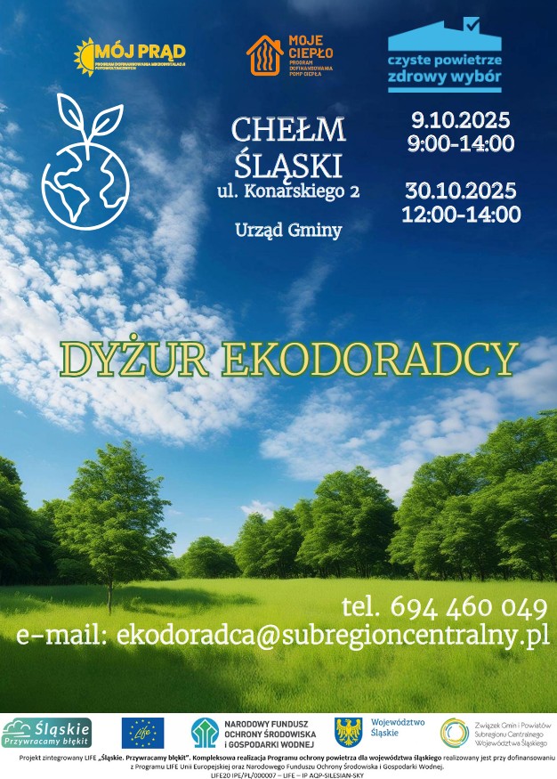 Plakat informacyjny o dyżurze ekodoradcy. Opis w poście 