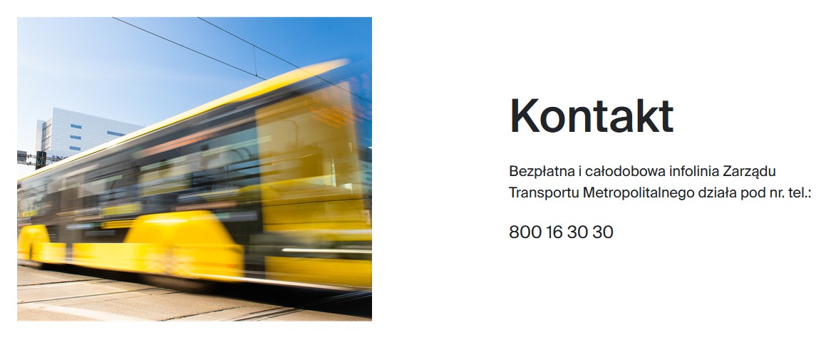 Plakat informacyjny. Na zdjęciu pędzący rozmazany autobus i informacja o numerze infolinii 800163030