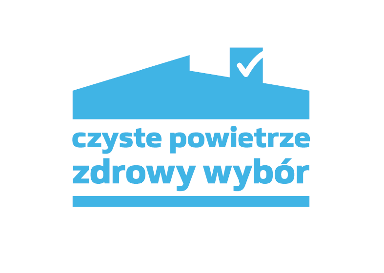Logotyp czystego powietrza - niebieski domek 