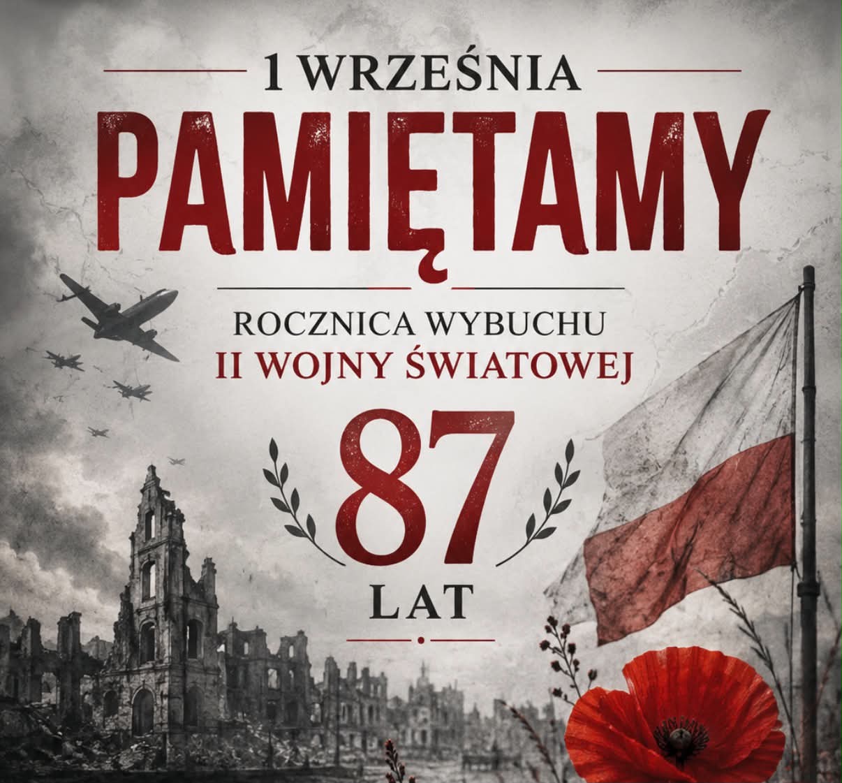 Plakat upamiętniający wybuch II wojny światowej 