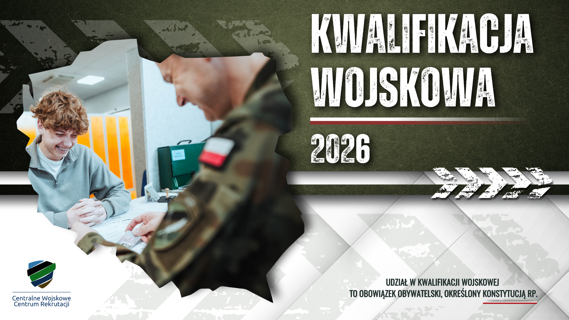 Plakat informacyjny ze zdjęciem żołnierza i młodego chłopaka. Opis w poście 
