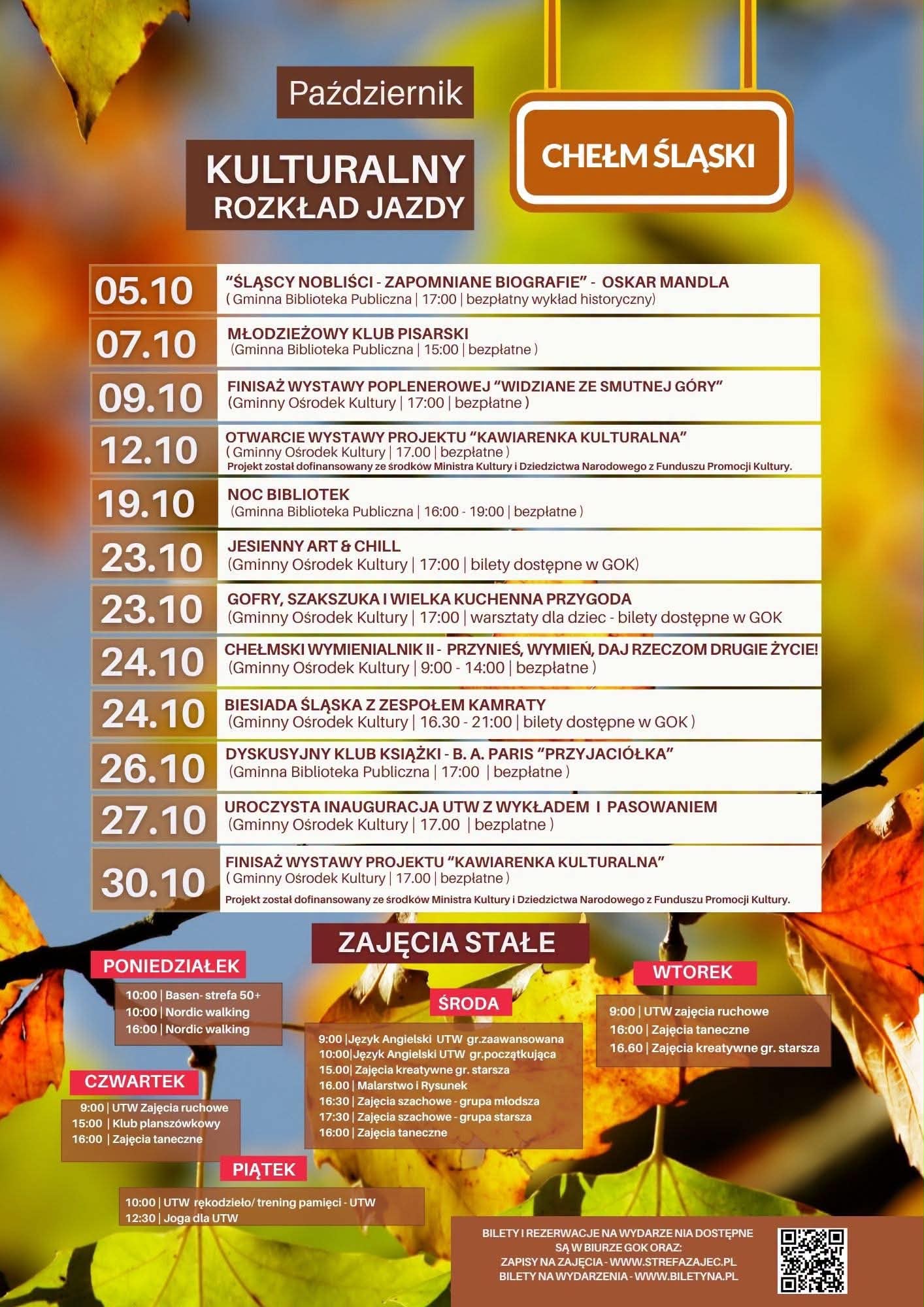Plakat promujacy wydarzenia w GOK i GBP