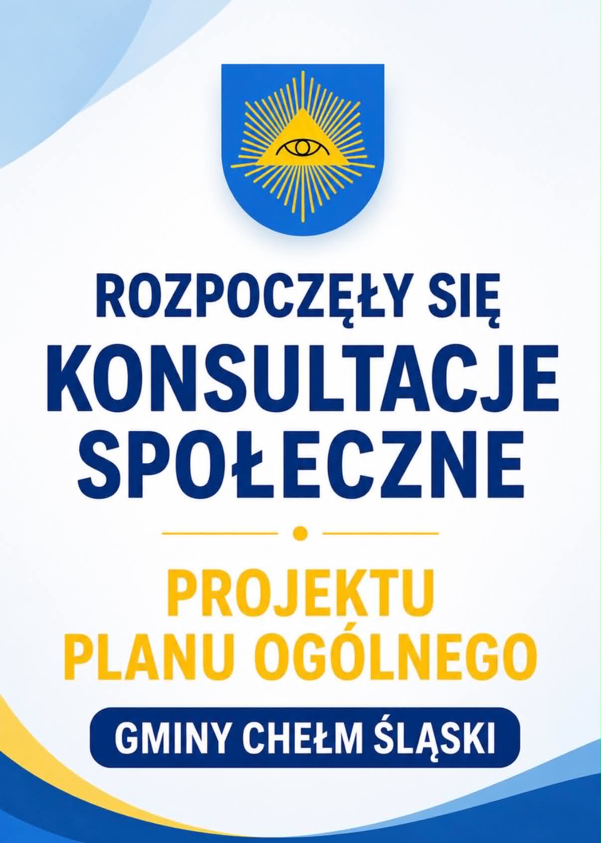 Herb Gminy i napis Rozpoczęły się konsulracje społeczne projektu planu ogólnego gminy Chełm Śląski