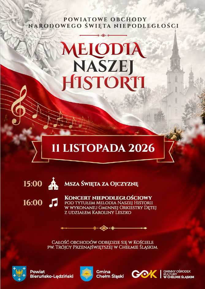 Plakat w barwach biało czerwonych promujący uroczystości. Opis w poście 