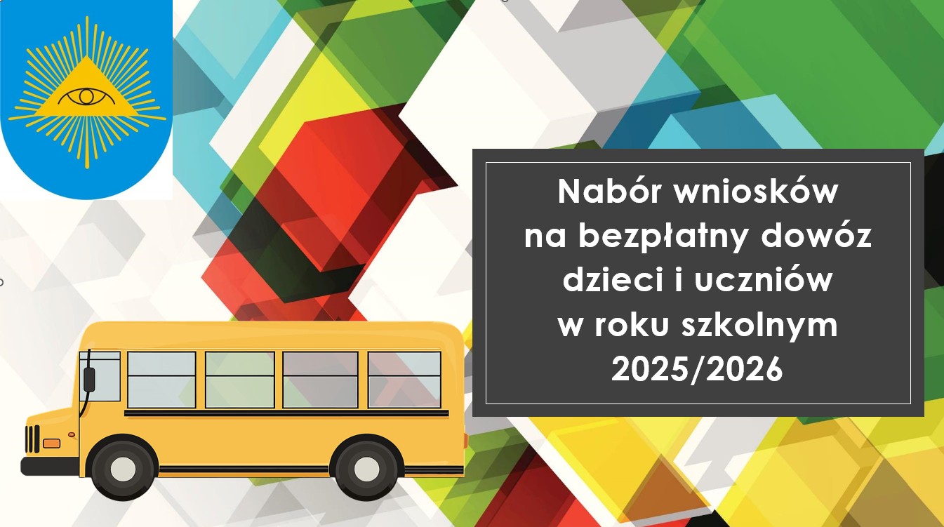 Autobus na kolorowym tle - plakat informacyjny 