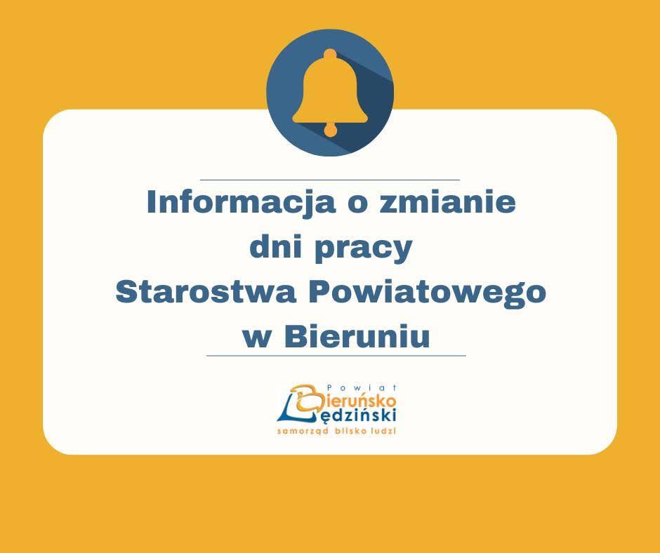 Na żółtym tle informacja nad niż dzwonej a pod nią logo powiatu. Opis w poście 