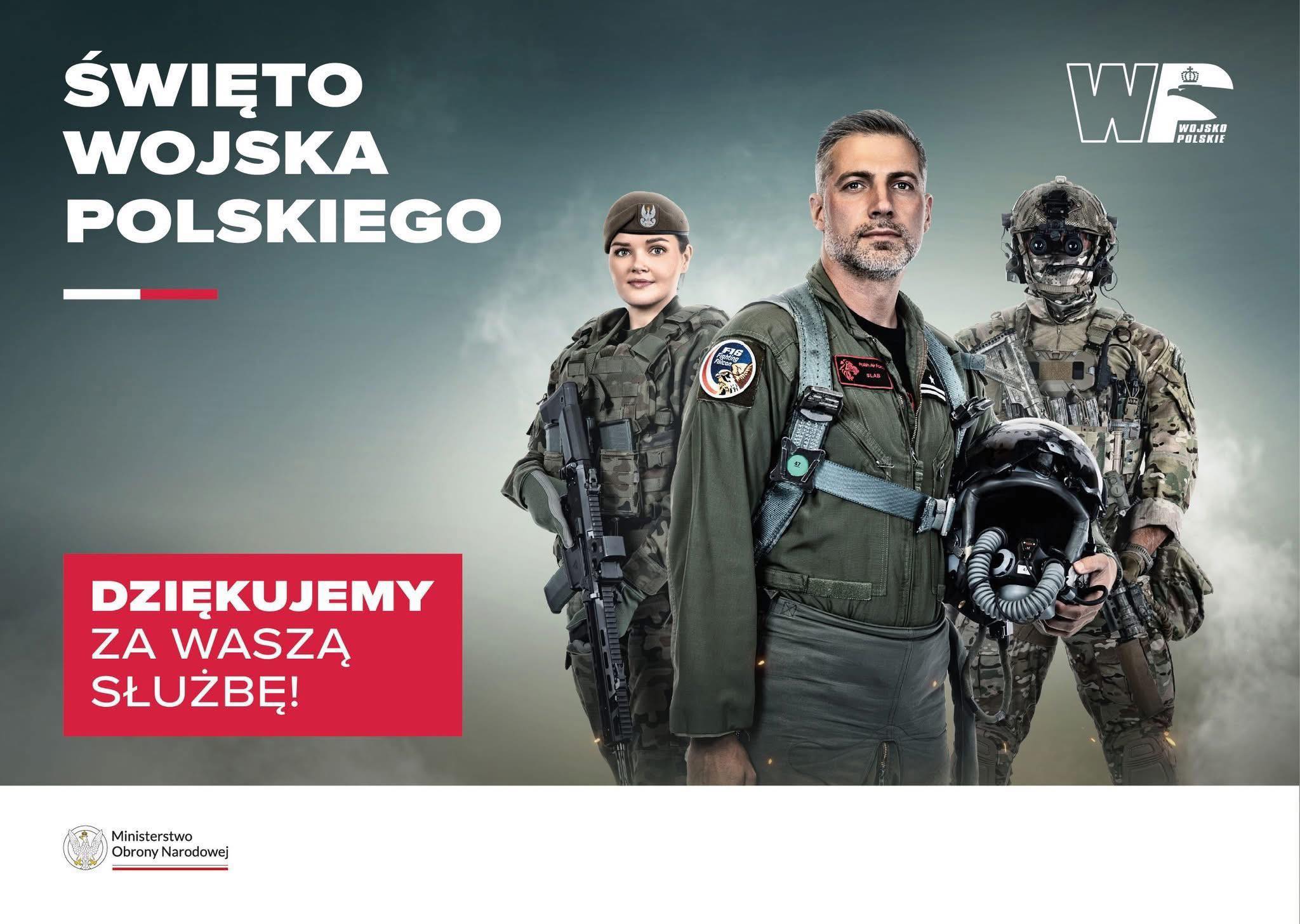 Święto Wojska Polskiego. Na zdjęciu trójka żołnierzy